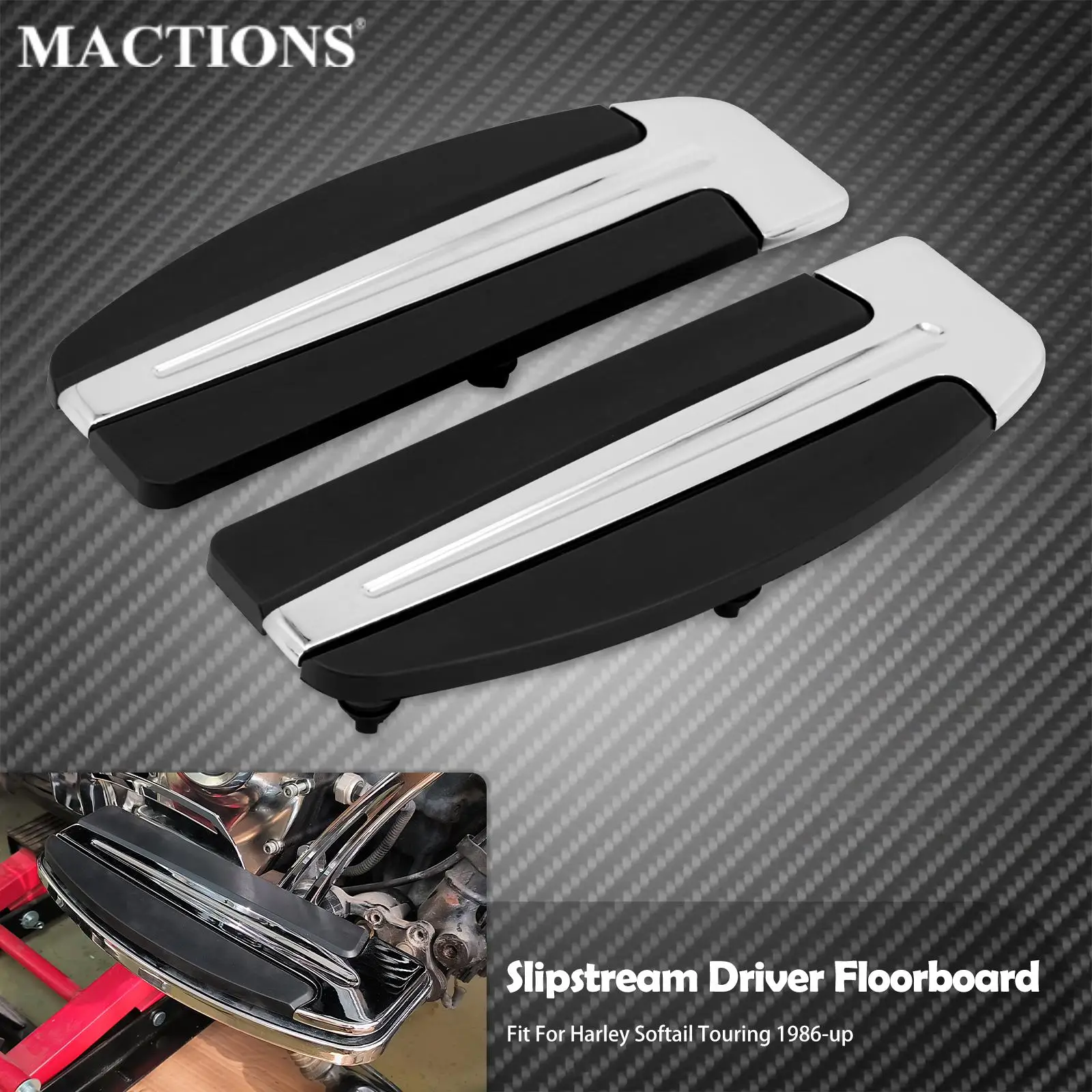 Motorcycle Slipstream Footboard Driver Floorboard Front Foot Pegs Pedal For - £98.18 GBP