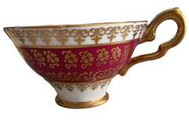 Royal Stafford Red Tea Cup Replacement, No Saucer Gold Leaf Gilt Floral ... - £16.91 GBP