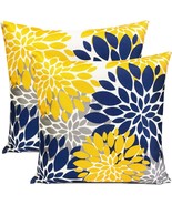 The Set Of Two Decorative Throw Pillow Covers Is Blue And Yellow, Measur... - $49.32 CAD