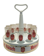 12 Reissdorf Fruh Gaffel Kolsch Cologne German Beer Glasses &amp; Kranz Serving Tray - £116.42 GBP