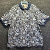 Woolrich Floral Polo Shirt Gray Ivory Hawaii Men’s Sz 2XL Short Sleeve Flowers - £20.62 GBP