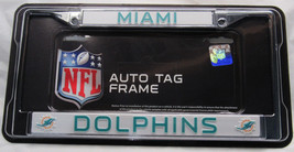 NFL Miami Dolphins Chrome License Plate Frame Thin Letters by Rico Indus... - £14.87 GBP