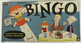 Vintage Family Toy Board Game PRESSMAN BINGO No 1165 Metal Tin Litho Spi... - $17.83