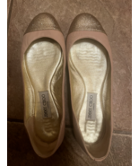 Jimmy Choo Leather Ballet Pink Flats Gold Cap Accents Sz 8.5 Ballet core - €67,92 EUR