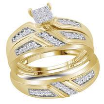 Sterling Silver His Her Princess Diamond Matching Bridal Wedding Ring Se... - £199.83 GBP