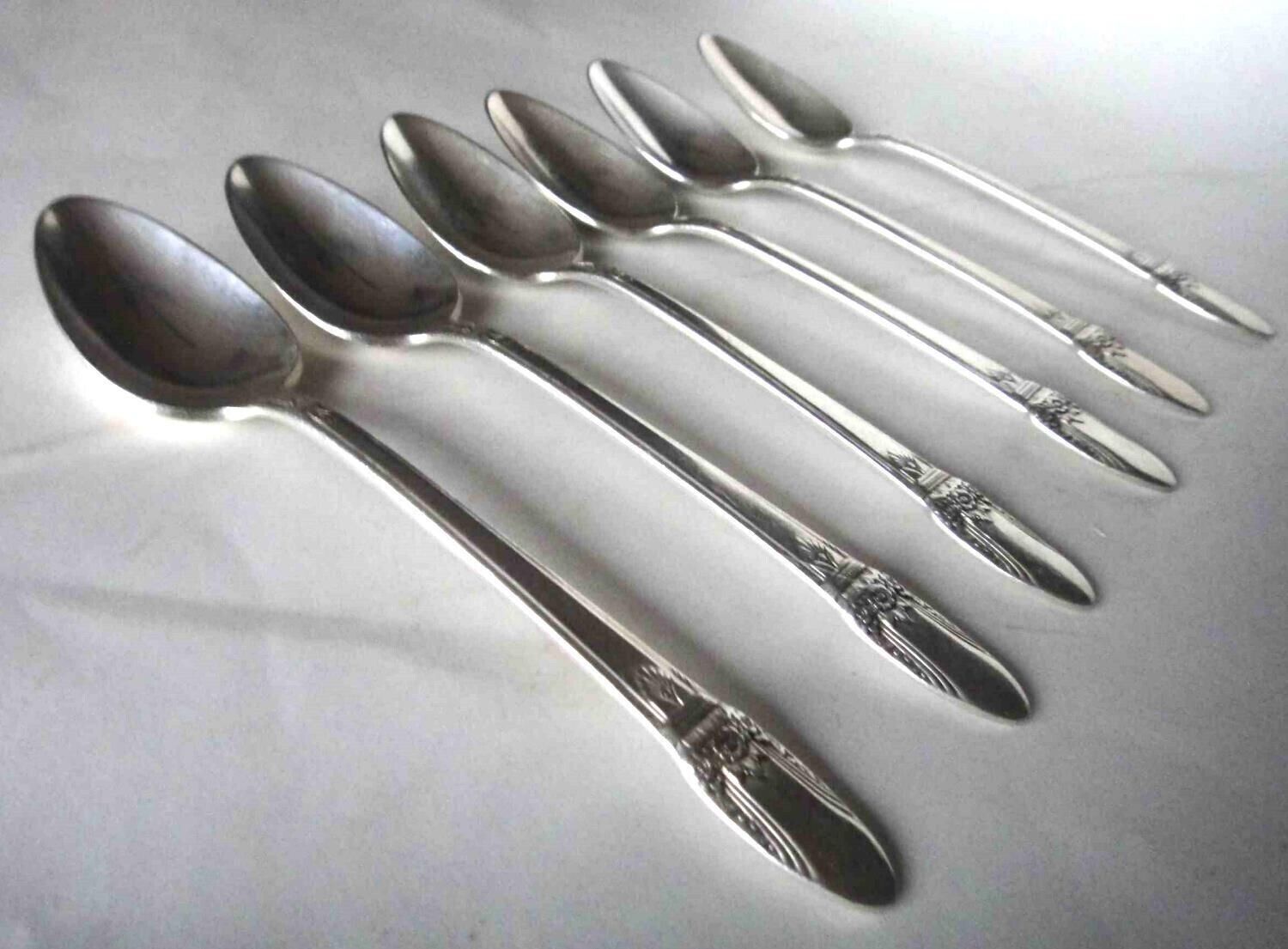 Primary image for antique 1847 ROGERS IS SILVERPLATE FLATWARE~FIRST LOVE- 6 POINTY TEA SPOONS