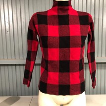 Tommy Bahama Red Check Plaid Size Small Mock Turtleneck Sweater - £12.39 GBP