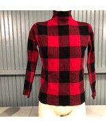 Tommy Bahama Red Check Plaid Size Small Mock Turtleneck Sweater - £12.14 GBP