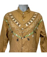 tascani brown embroidered button up western boho blouse top Size S - $29.69