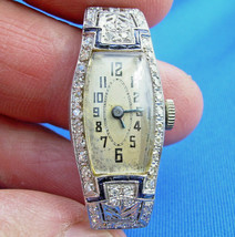 Earth mined Diamond Sapphire Deco Platinum Ladies Watch 1920s Vintage Case - £2,706.39 GBP