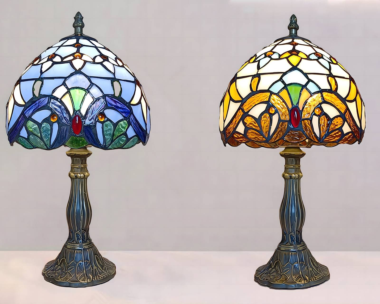 Handmade Tiffany Lamp Stained Glass Lamp, Gothic Vintage Lamp, Charm Atm... - $100.00