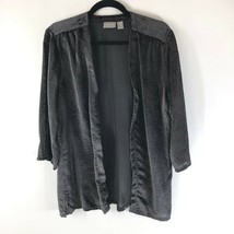 Chicos Travelers Womens Cardigan Velvet Burnout Geometric 3/4 Sleeve Gray Size 1 - $19.24