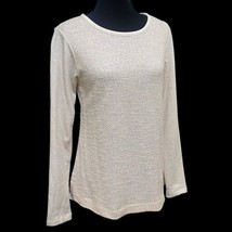 Van Heusen Cream Sparkle Textured Long Sleeve Shirt Sheer Back Top Size ... - $18.99