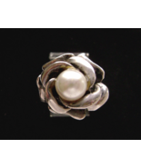 Vintage Sterling Open Rose Pearl  Ring Hand Wrought size 5  - $45.00