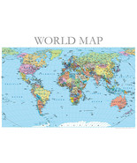 Large World Map Colour A2 Poster Office Globe Picture Print 59cm x 42cm ... - £6.19 GBP