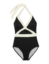 Boden 16-18L Kefalonia Halterneck Black &amp; White Swimsuit - $39.99