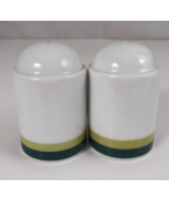 Vintage White With Green Stripe Bottom Salt &amp; Pepper Shakers - €9,22 EUR