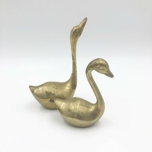 Vintage Mid-Century Brass Geese Swans Birds Pair Hollywood Regency Figurines - £14.38 GBP