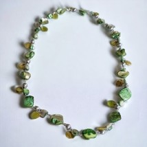 Vintage Green shell necklace, 15&#39; in, - £15.73 GBP
