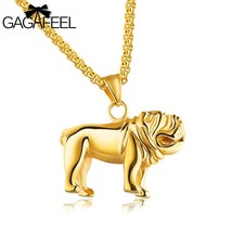 Bulldog Stainless Steel Necklace, Pendant, Gold, Silver, Black - $12.94+