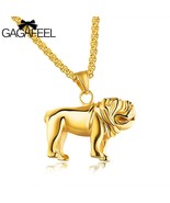 Bulldog Stainless Steel Necklace, Pendant, Gold, Silver, Black - £10.19 GBP+