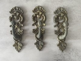 Set of 3  Brass Cast Wall Hook Ornate Euro Scroll Design Vintage 5” Art ... - $49.99