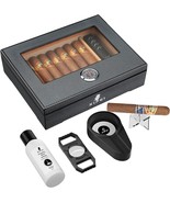 XIFEI Cigar Humidor, Glass Top Carbon Fiber Texture top Inlay - €42,94 EUR