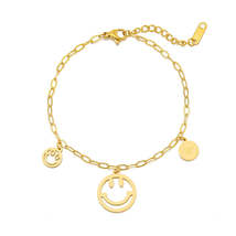 18K Gold-Plated Smiley Charm Bracelet - £11.18 GBP