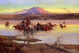 Fording the Horse Herd by Charles M Russell Western Giclee Art Print Ships Free - £31.10 GBP+