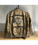 AVIREX Men&#39;s Y2K Authentic RARE Gold Silver Leather Jacket TEMPLE OF INN... - $770.51 CAD