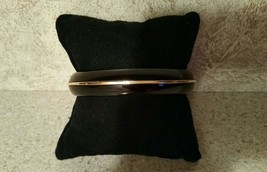 Vintage 14KP Karat Plumb Yellow Gold Black Onyx Bangle Bracelet Slip On No Clasp - £787.65 GBP