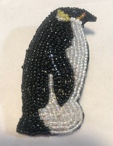 Hand Beaded Brooch Pin Penguin   2.5” - $26.20 CAD