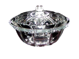 VTG Kig  Crystal Beaded Round Clear Glass CANDY DISH with Lid 7&quot; Oysters... - £17.15 GBP