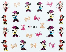 Nail Art 3D Decal Stickers Pink Black Miki Mini Mouse Design K085 - £2.57 GBP