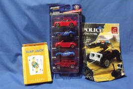 Toys Lot of 3 New Boys Adventure 5 Die Cast Cars Slap Jack Card &amp; Police... - £7.82 GBP