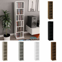 Modern Wooden Tall Narrow CD DVD Storage Cabinet Unit With 6 Open Compartments - £28.98 GBP