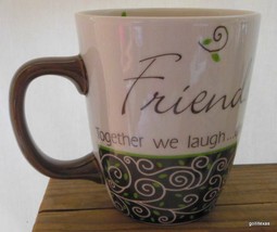 Friends Mug Carson Large and Heavy 4.5&quot; Brown and Turquoise on Off White - £12.46 GBP
