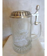 Fish Designed with Salmon Lidded Glass German Stein (#2872).  - $683.79 MXN