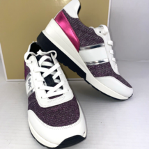 Michael Kors Mabel Trainers Sneakers Merlot  Size 9 White Pink Glitter B3F - £64.32 GBP