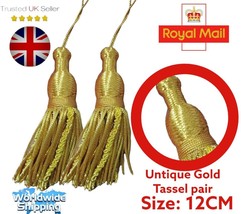 Untique Gold Bullion Tassels pair &quot;12CM&quot; For Army Uniform&#39; church Vestme... - £14.89 GBP