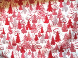 Fabric Henry Glass &quot;Holiday Lane&quot; Like Redwork Red/White Trees $6.95/Half Yard - £5.46 GBP