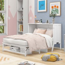 White Queen Murphy Bed: Built-in Charging Station &amp; Shelf - $14,967.61 MXN