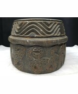 Antica pietra nera clorite battriana​ vaso figure mistiche incise 12&quot;x11&quot; - €512,76 EUR