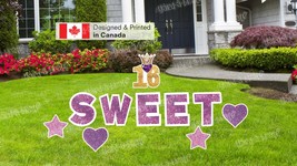 Sweet 16 Purple Package – SWEET 18&quot; Tall + 16&amp;Crown Sign 18&quot; Tall + Decors 12&quot; T - £51.51 GBP