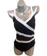 Anne Cole Womens One Piece Swimsuit Plus Size 18W Black White Mesh Panel... - $2,163.93 MXN