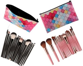 19 pcs Makeup Set Brush Kit w/Zip Case Brushes Shadow Eyeliner Lips Foun... - £9.47 GBP