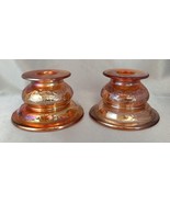 (2) FEDERAL GLASS Iridescent Orange Carnival Glass MADRID Candlestick Ho... - €21,04 EUR