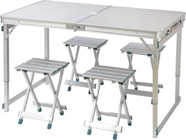 Trademark Innovations 47.2&quot; 4 Person Aluminum Lightweight Folding Camp Table - £118.64 GBP