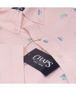 Chaps Men&#39;s Short Sleeve Shirt Surfboard Print Cotton Baby Pink Size Large - $24.00