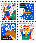 1993 29c Christmas Designs, Booklet Block of 4 Scott 2795-98 Mint F/VF NH - $2.98